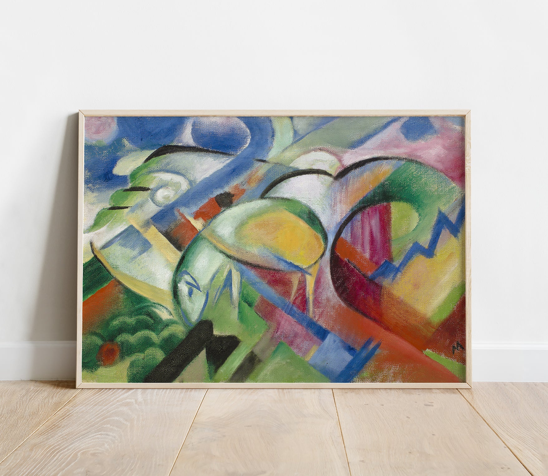 Preview of the art print Das Schaf by Franz Marc, mounted in a poster frame