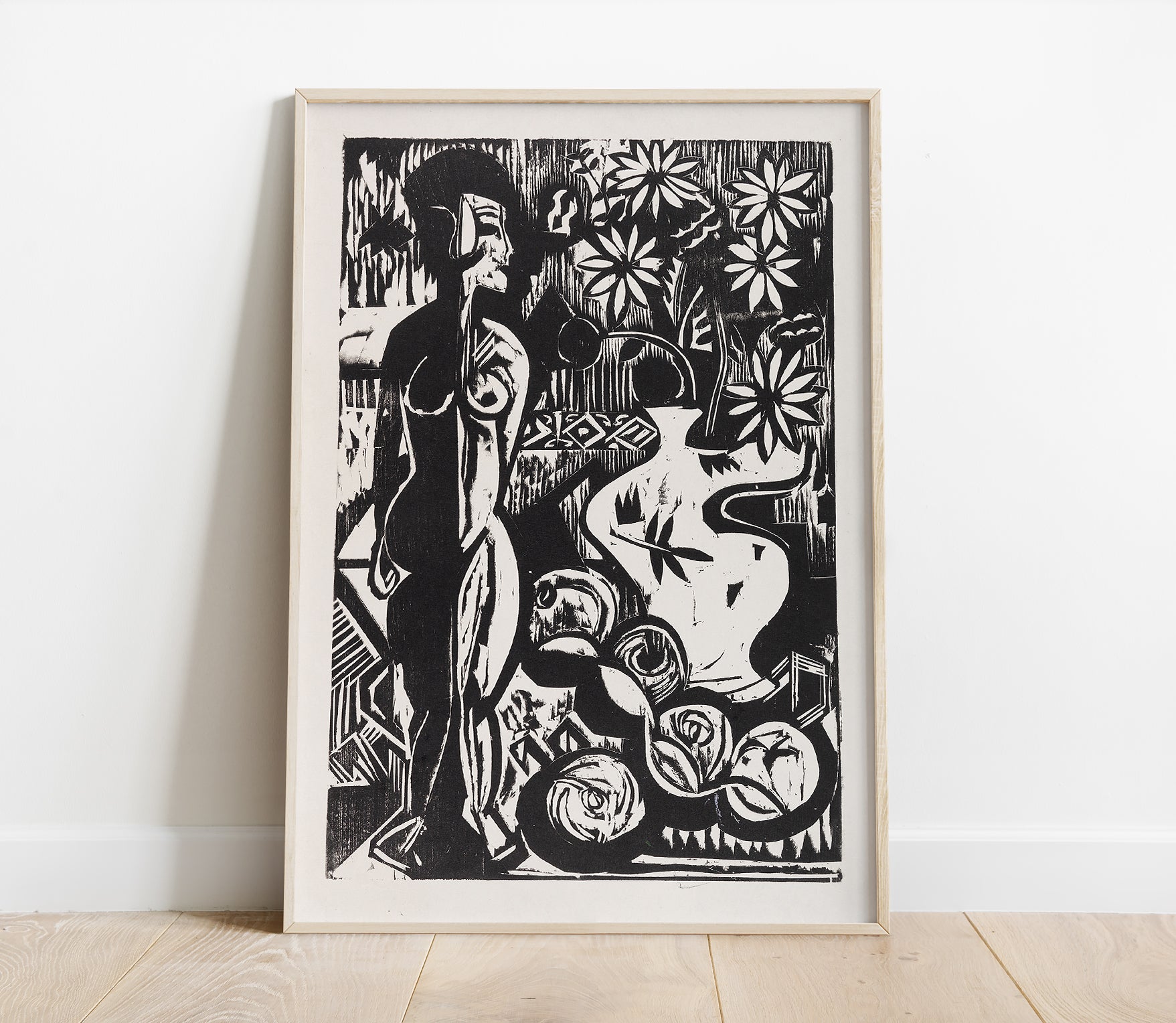 Preview of the art print Stilleben mit Plastik by Ernst Ludwig Kirchner, mounted in a poster frame