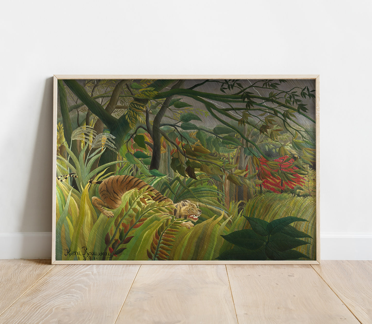 Preview of the art print Surprise by Henri Rousseau, mounted in a poster frame