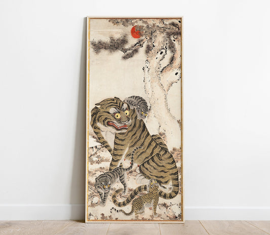 Preview of the art print Tiger Family, mounted in a poster frame