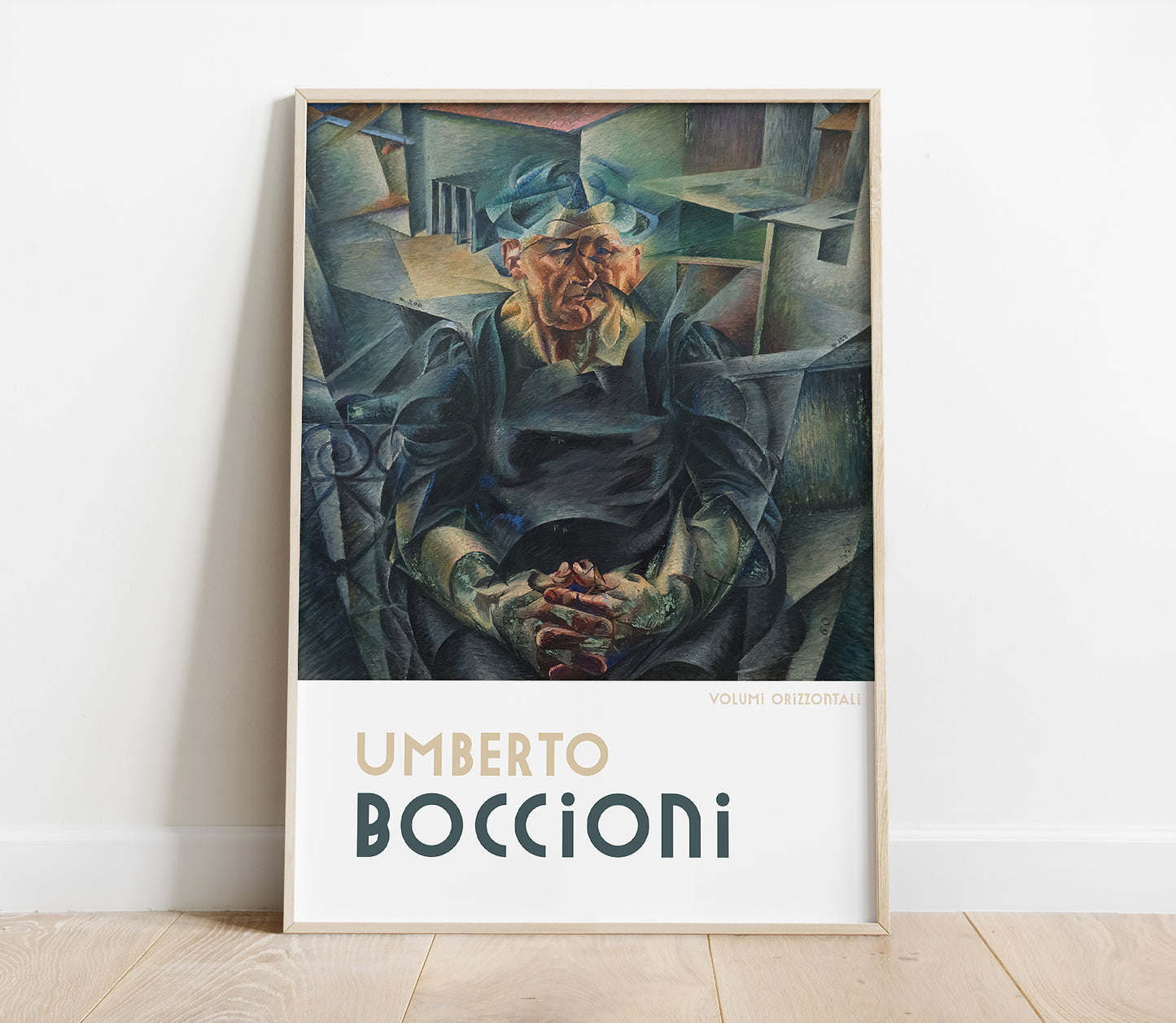 Preview of the art print Volumi Orizzontali by Umberto Boccioni, mounted in a poster frame