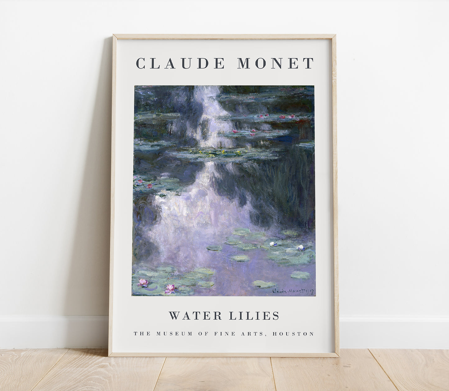 Preview of the art print Water Lilies by Claude Monet, mounted in a poster frame