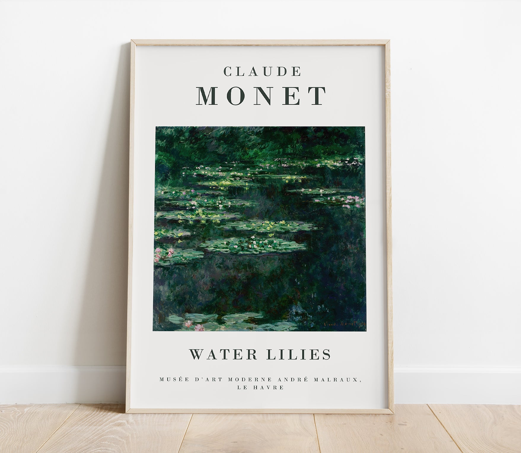 Preview of the art print Water Lilies by Claude Monet, mounted in a poster frame