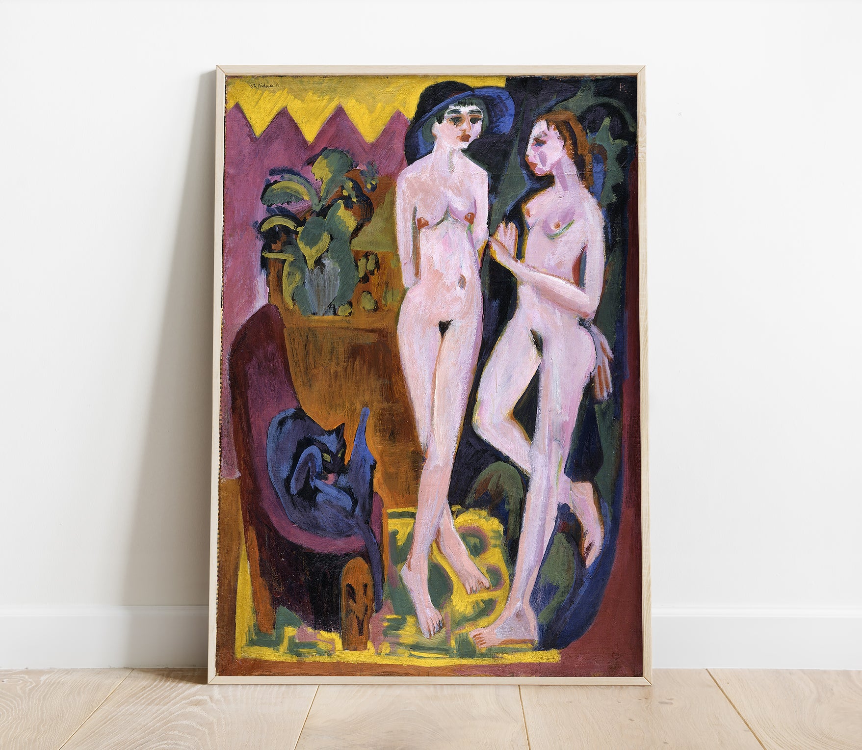 Preview of the art print Zwei Akte im Raum by Ernst Ludwig Kirchner, mounted in a poster frame