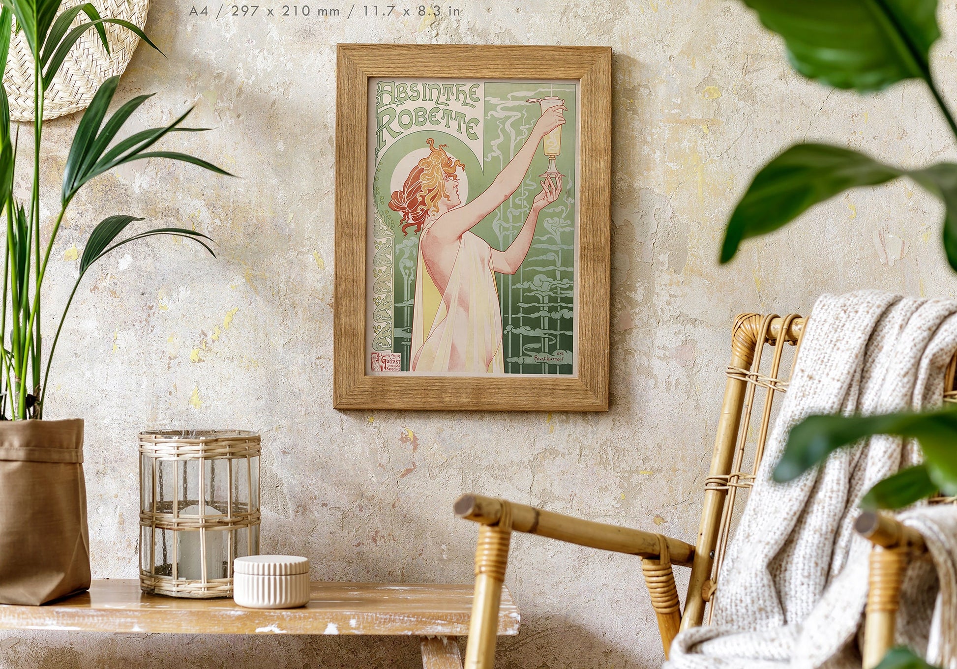 Preview of the poster Absinthe Robette by Henri Privat-Livemont, mounted in an A4 size frame