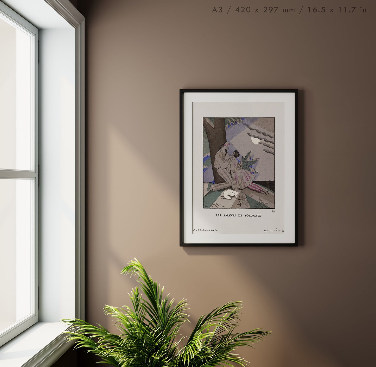 Preview of the art print Les Amants de Torquate by Charles Martin, mounted in an A3 size frame