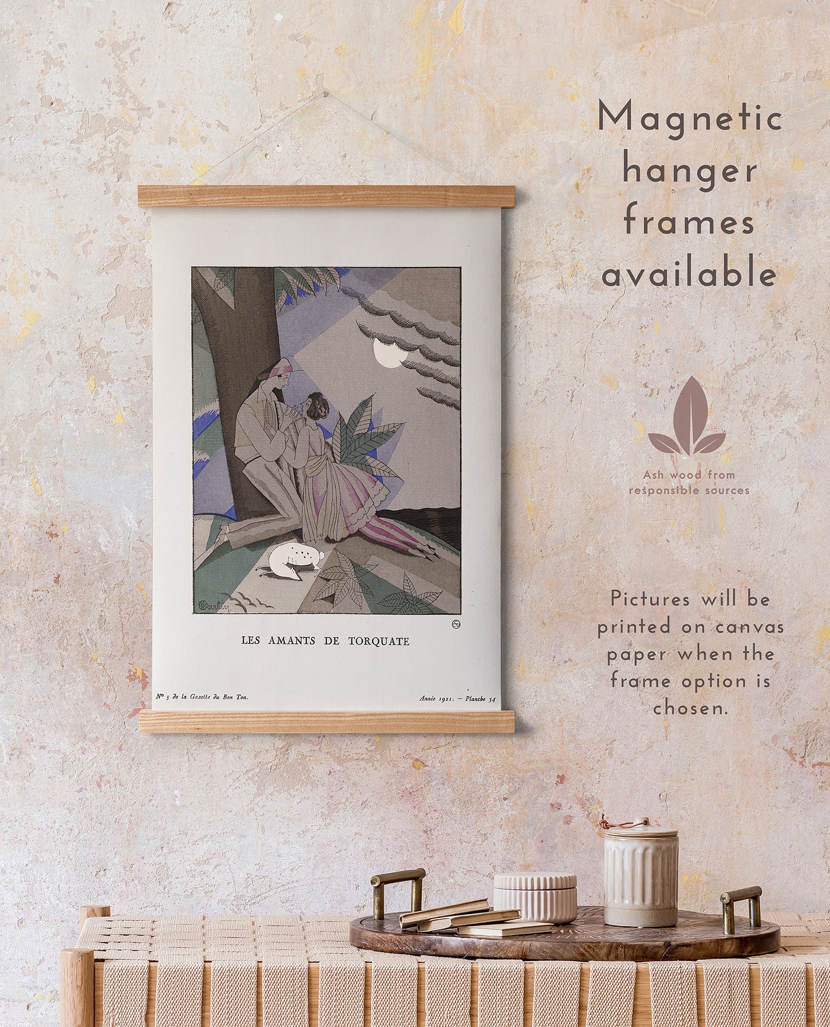 Preview of the art print Les Amants de Torquate by Charles Martin, mounted in a magnetic hanger frame