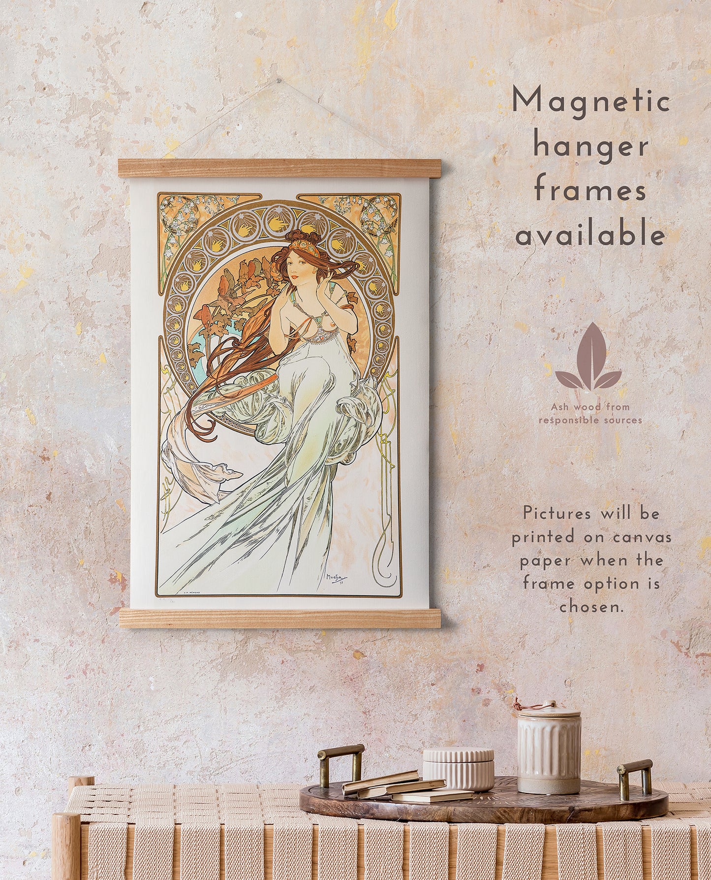 Preview of the art print The Arts - Music by Alphonse Mucha, mounted in a magnetic hanger frame