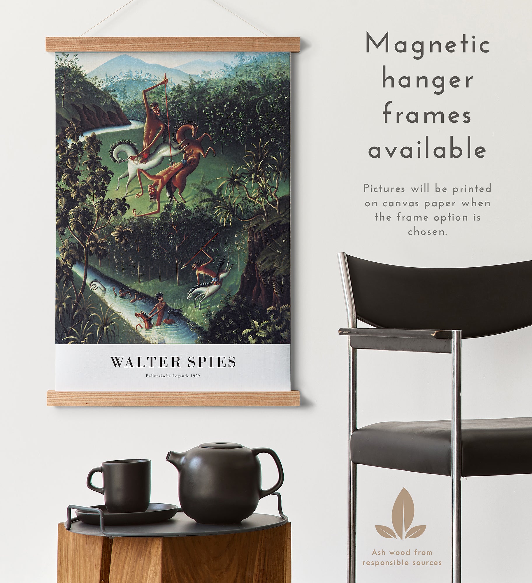 Preview of the art print Balinesische Legende by Walter Spies, mounted in a magnetic hanger frame