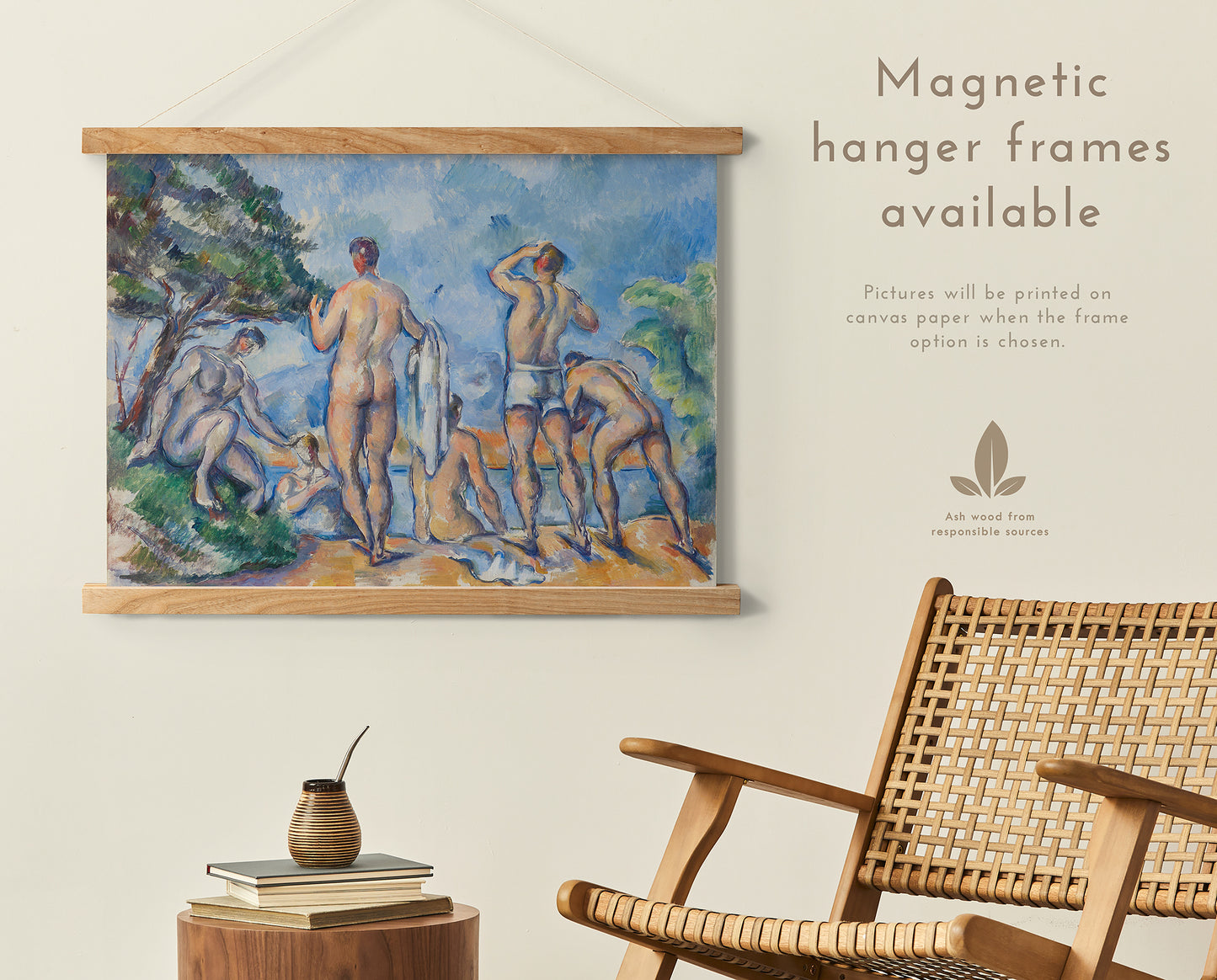 Preview of the art print Bathers by Paul Cézanne, mounted in a magnetic hanger frame