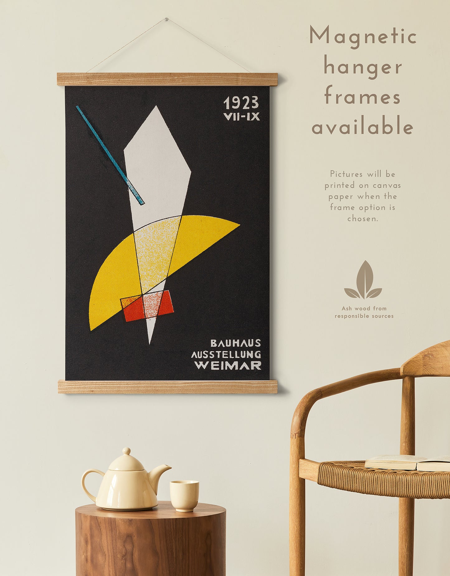 Preview of the Bauhaus Weimar Exhibition poster by László Moholy-Nagy, mounted in a magnetic hanger frame