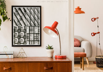 Preview of the art print Black and White I by Christian Stoll, mounted in an A3 size frame