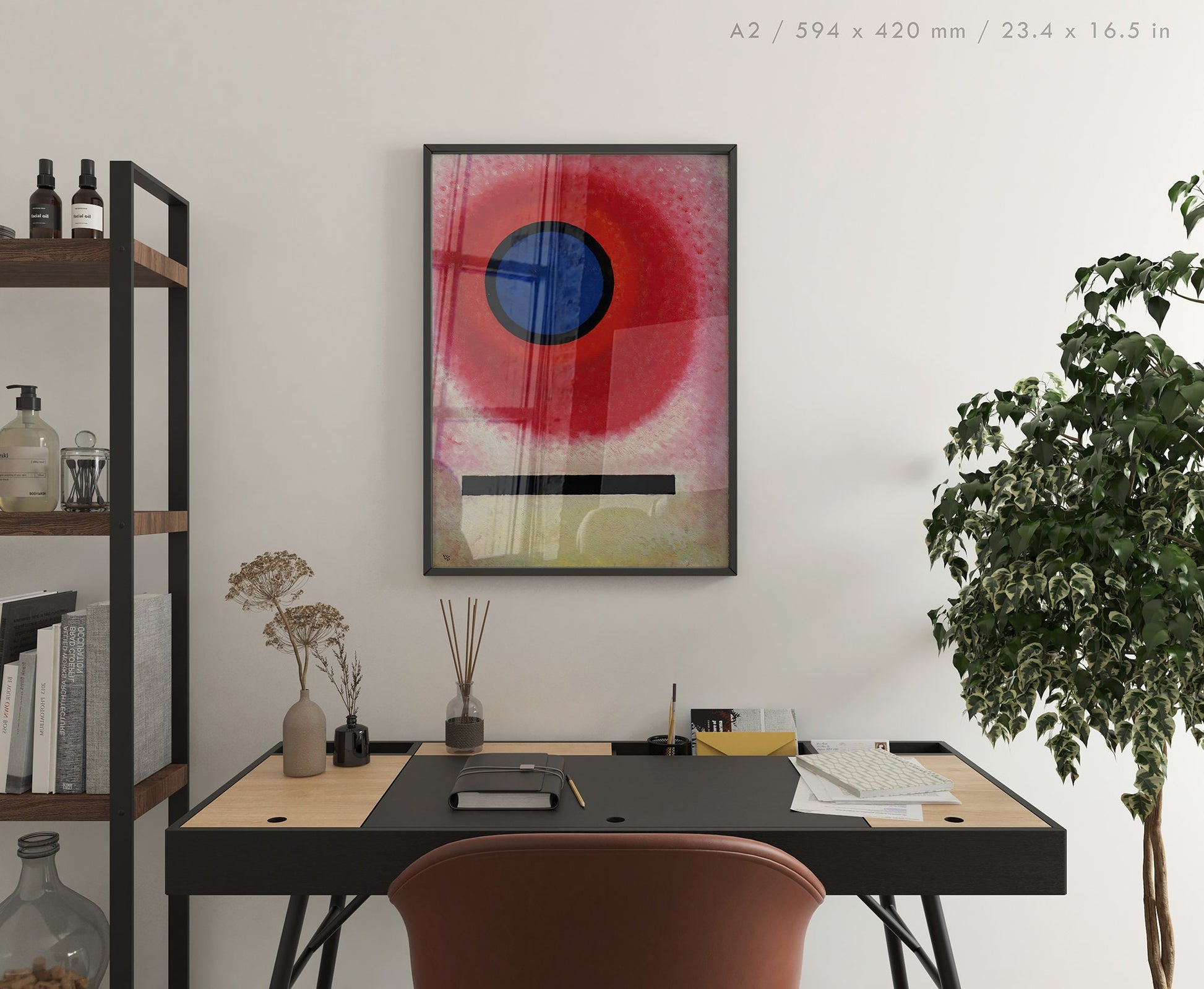 Preview of the art print Blauer Kreis by Wassily Kandinsky, mounted in an A2 size frame