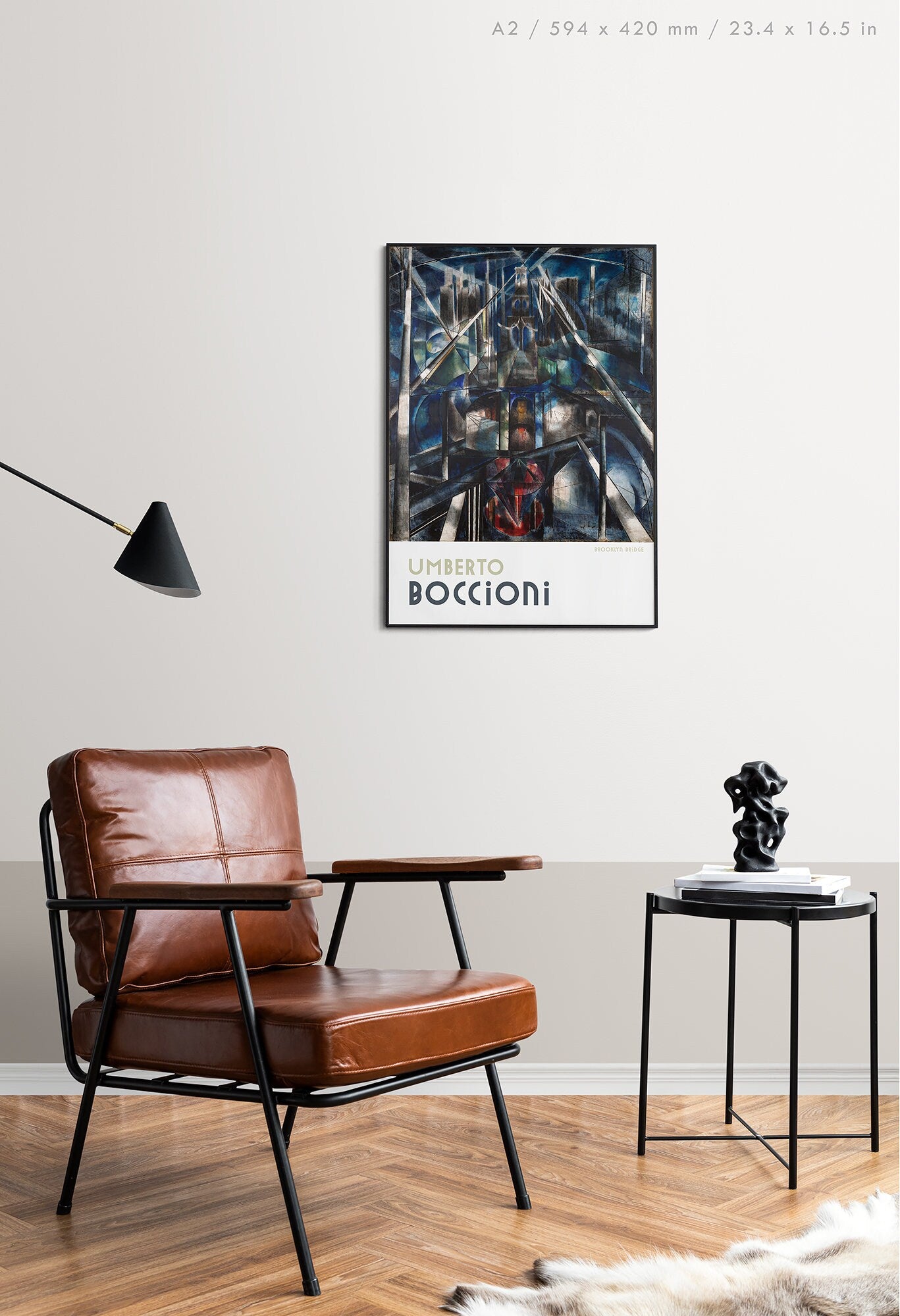 Preview of the art print Brooklyn Bridge by Umberto Boccioni, mounted in an A2 size frame