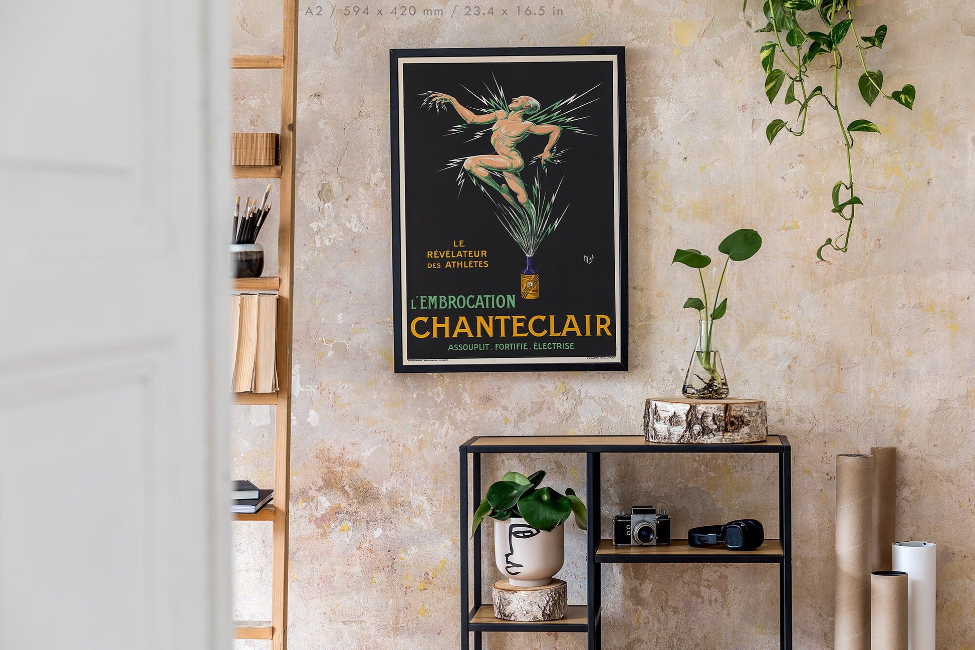 Preview of the art print L'Embrocation Chanteclair by Jean-Marie-Michel Liébaux, mounted in an A2 size frame