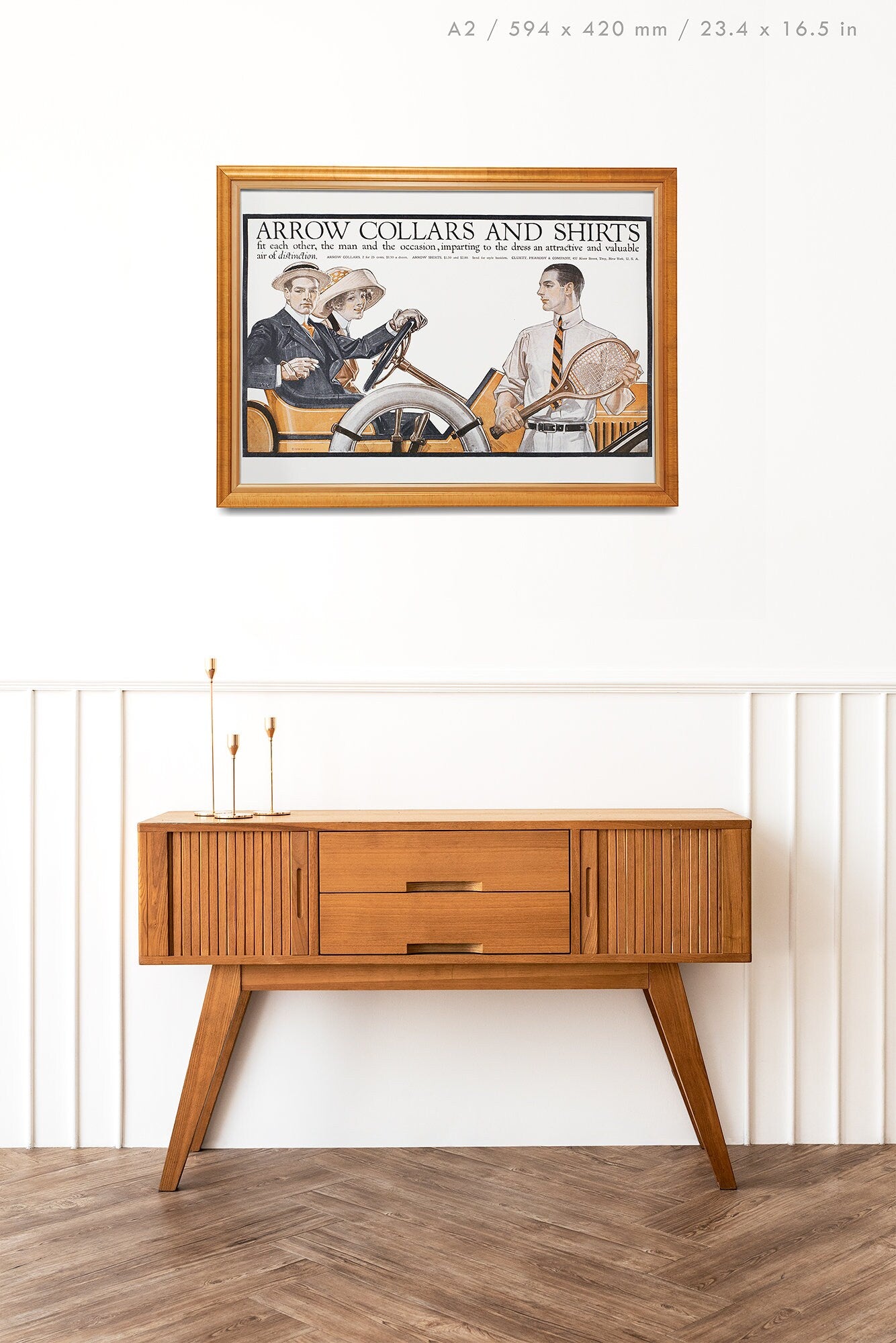 Preview of the Collars and Shirts Poster by J. C. Leyendecker, mounted in an A2 size frame