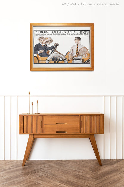 Preview of the Collars and Shirts Poster by J. C. Leyendecker, mounted in an A2 size frame