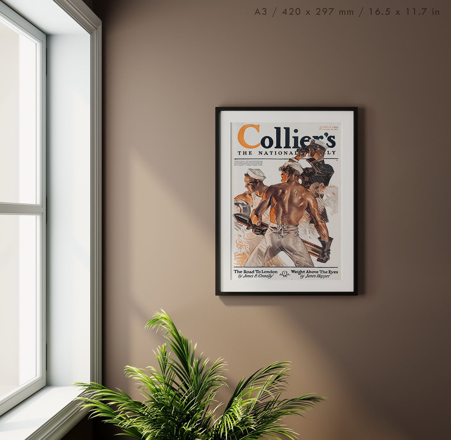 Preview of the Collier's Magazine Cover Poster by J. C. Leyendecker, mounted in an A3 size frame