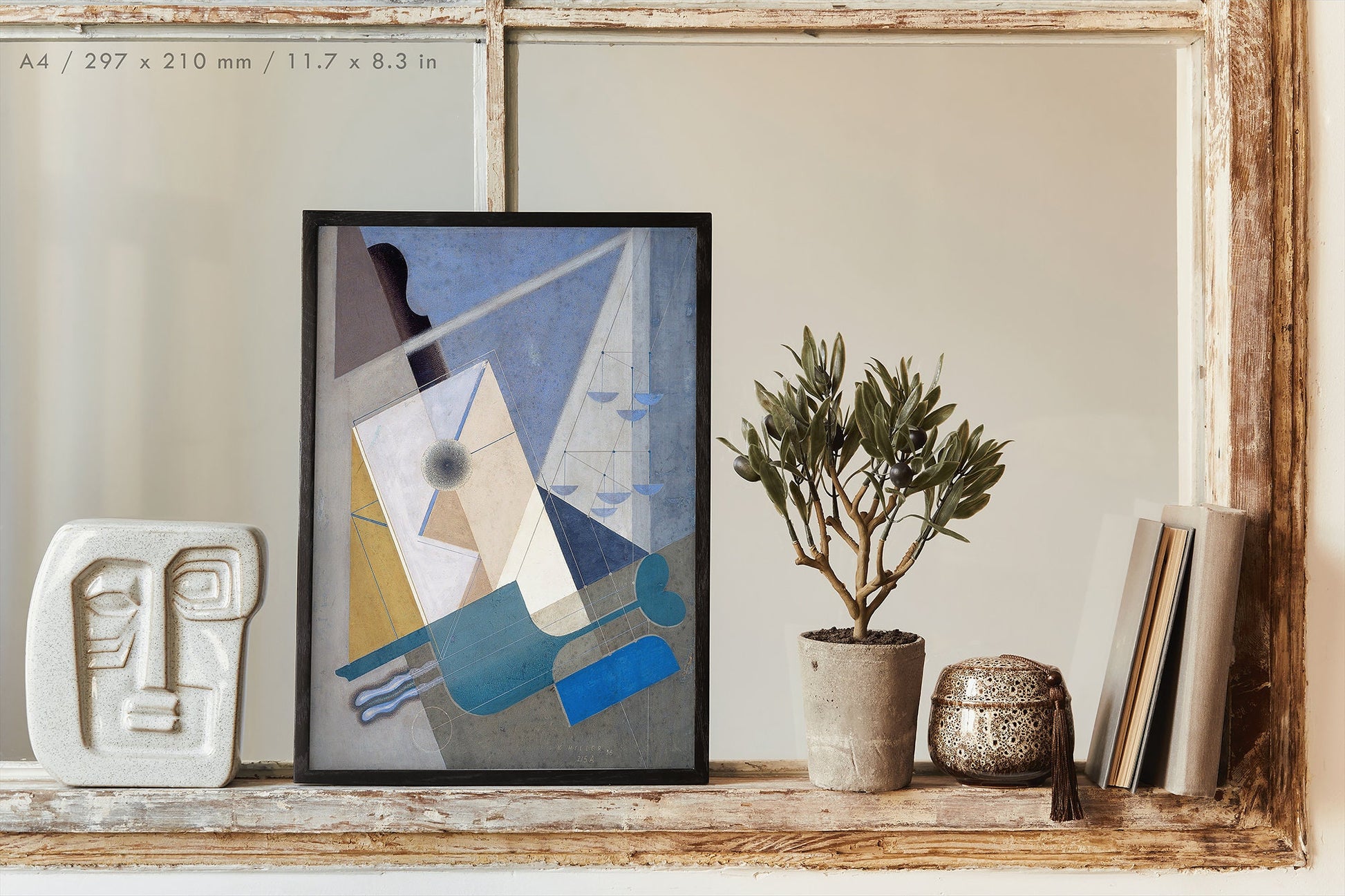 Preview of the art print Composition 215A by Karol Hiller, mounted in an A4 size frame