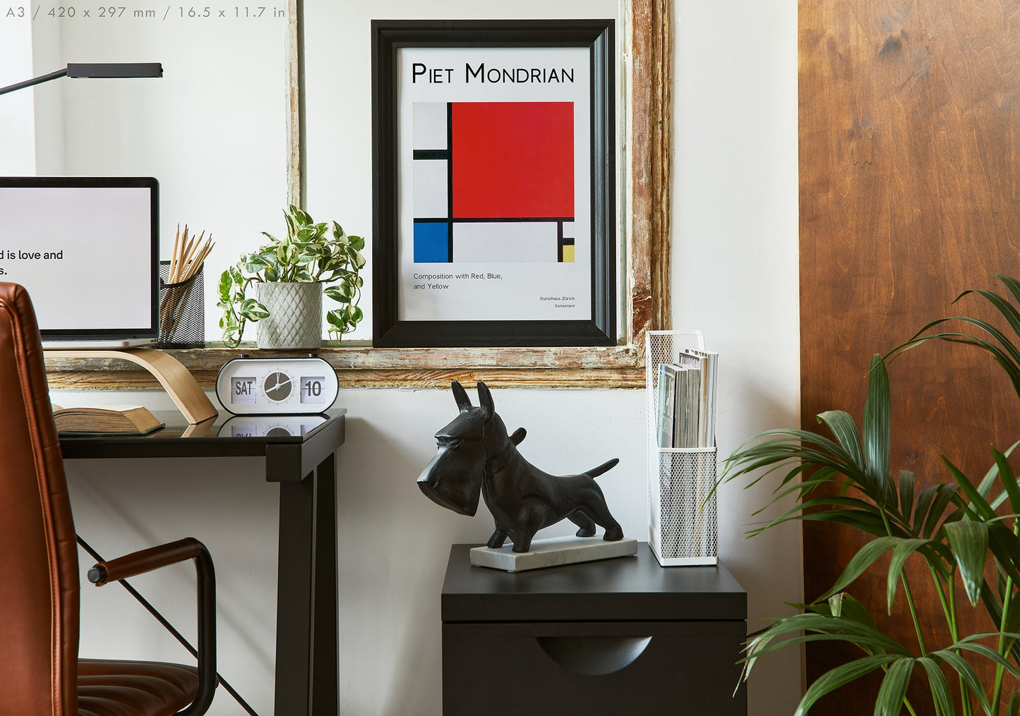 Preview of the art print Composition II With Red, Blue and Yellow by Piet Mondrian, mounted in an A3 size frame