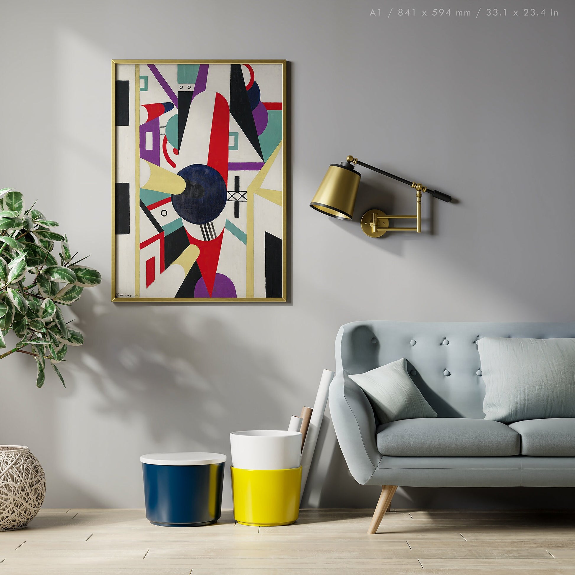 Preview of the art print Composition by Thorvald Hellesen, mounted in an A1 size frame