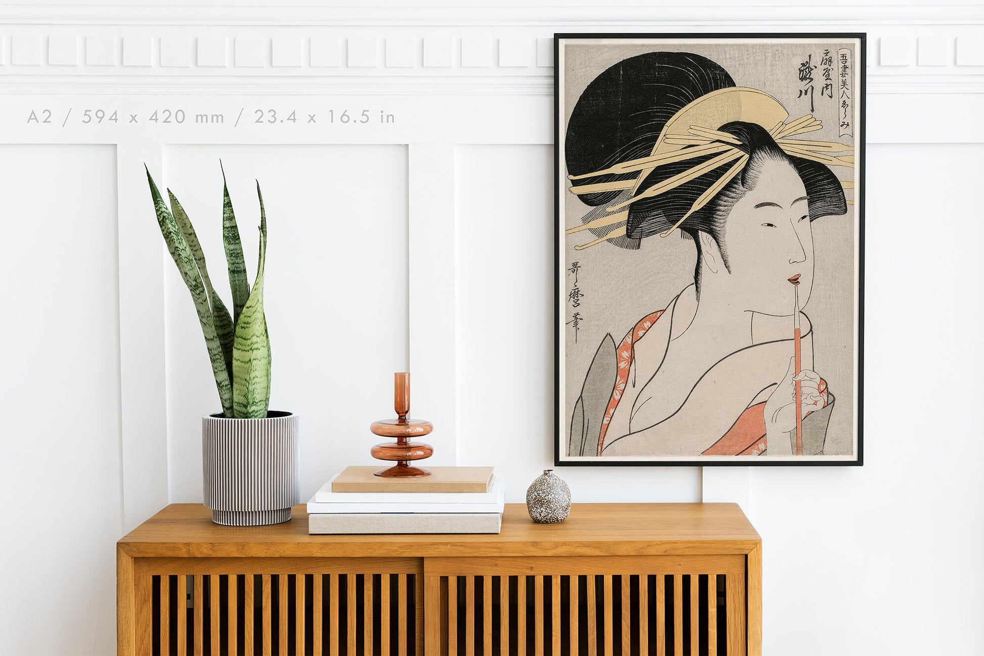Preview of the art print Courtesan Takigawa by Kitagawa Utamaro, mounted in an A2 size frame