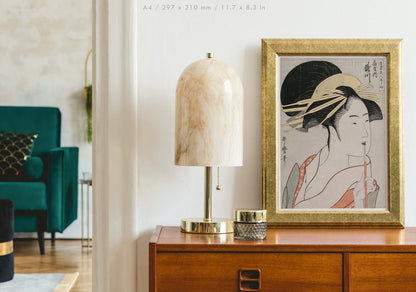 Preview of the art print Courtesan Takigawa by Kitagawa Utamaro, mounted in an A4 size frame