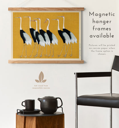 Preview of the art print Cranes by Ogata Korin, mounted in a magnetic hanger frame