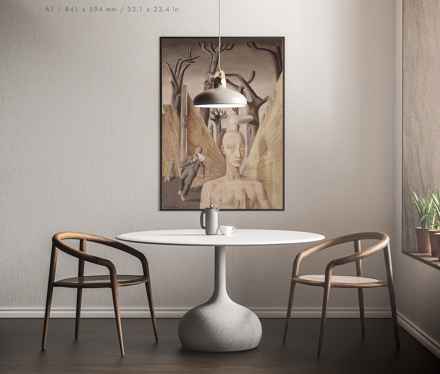 Preview of the art print Einsamkeit by Felix Nussbaum, mounted in an A1 size frame