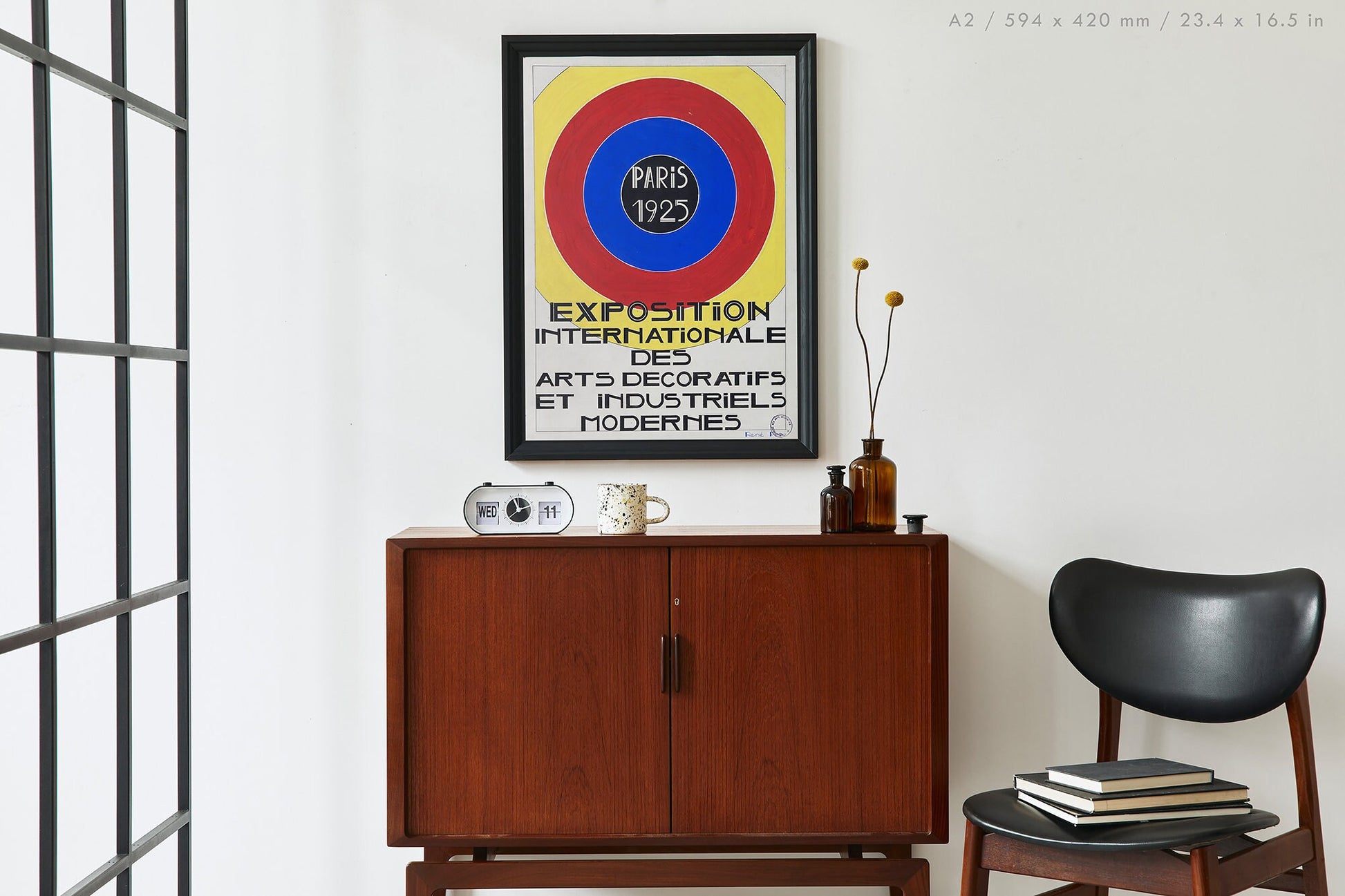 Preview of the poster for the Exposition Internationale des Arts Decoratifs et Industriels Modernes by René Prou, mounted in an A2 size frame