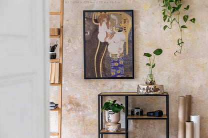 Preview of the art print Die Feindlichen Gewalten - Beethoven Frieze by Gustav Klimt, mounted in an A2 size frame