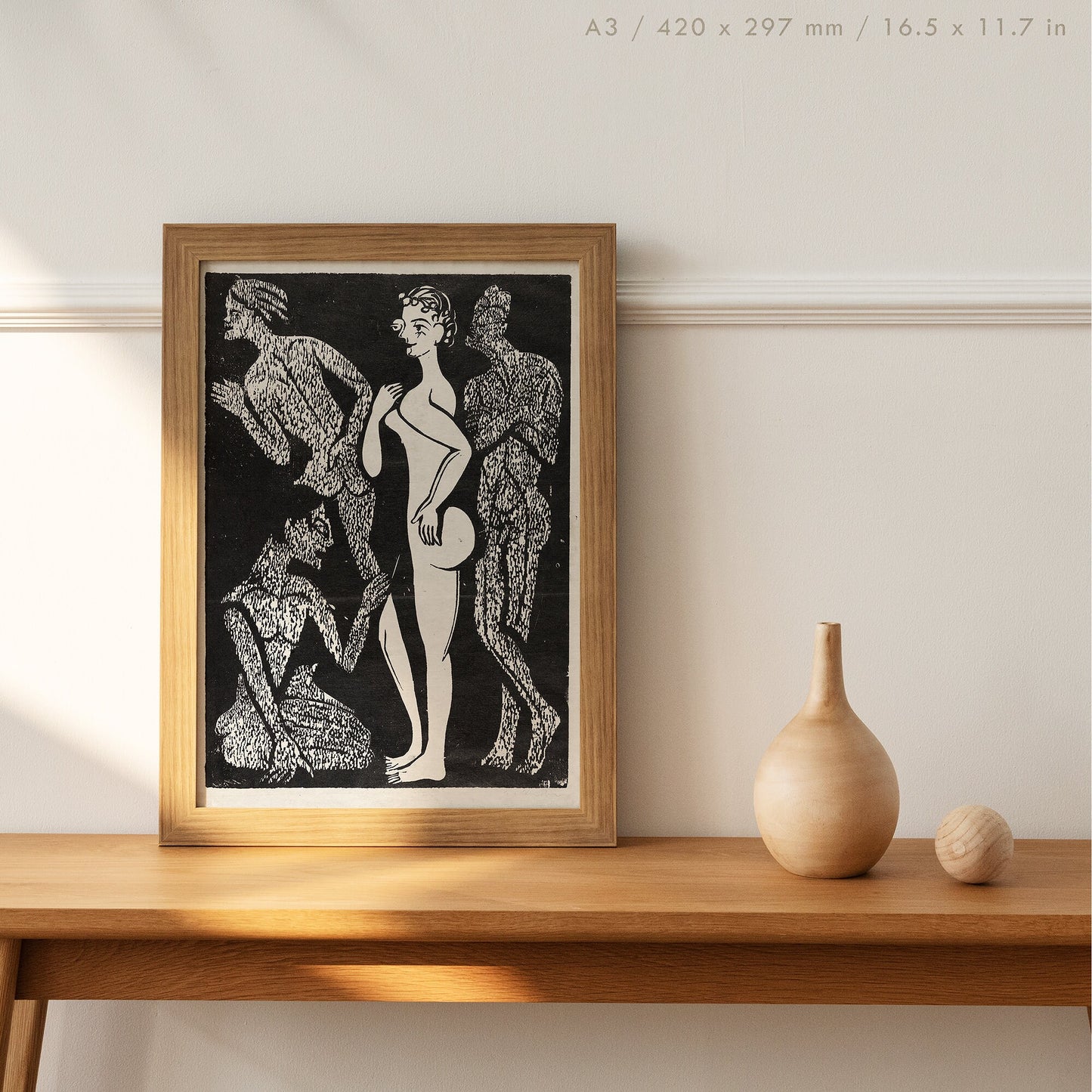 Preview of the art print Die Frau und Die Männer by Ernst Ludwig Kirchner, mounted in an A3 size frame