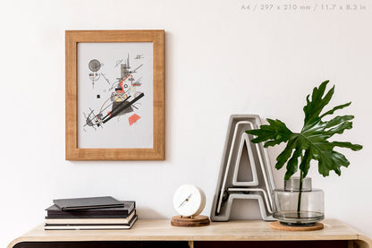 Preview of the art print Fröhlicher Aufstieg by Wassily Kandinsky, mounted in an A4 size frame