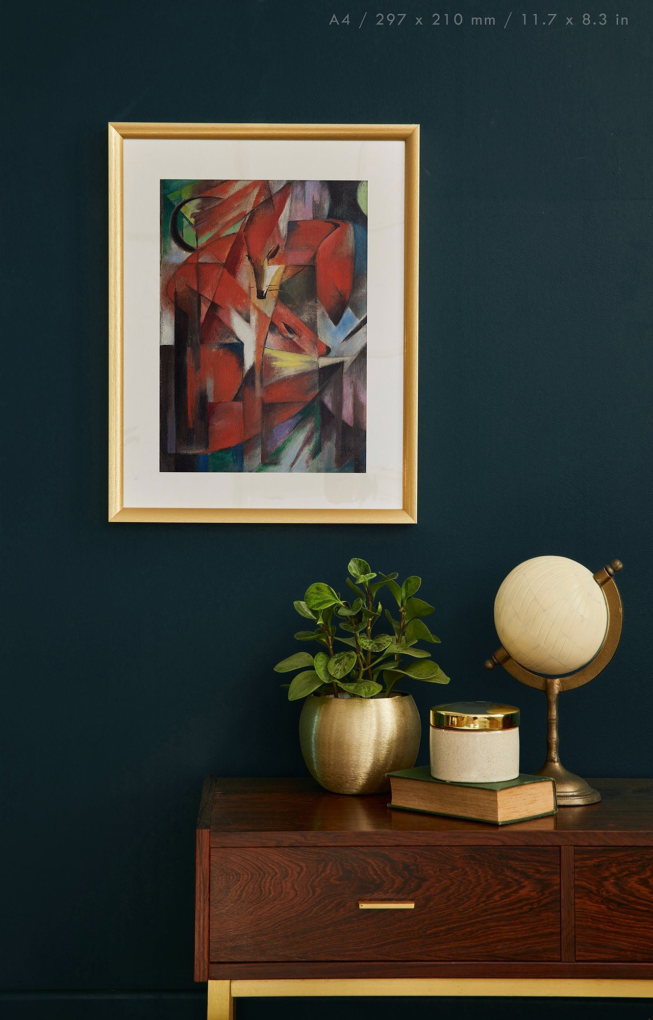 Preview of the art print Die Füchse by Franz Marc, mounted in an A4 size frame