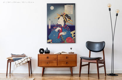 Preview of the art print Geisha by Toyohara Kunichika, mounted in an A1 size frame