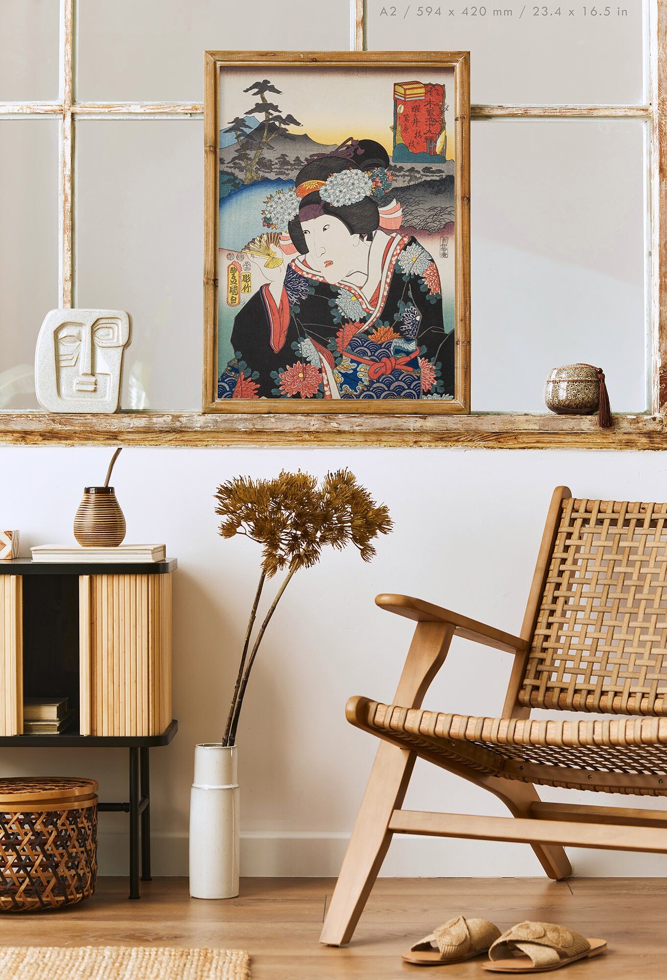 Preview of the art print Japanese Geisha by Utagawa Kunisada, mounted in an A2 size frame