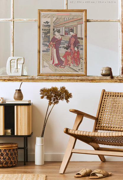 Preview of the art print Geishas by Utagawa Toyokuni, mounted in an A2 size frame