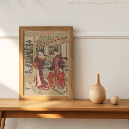 Preview of the art print Geishas by Utagawa Toyokuni, mounted in an A3 size frame