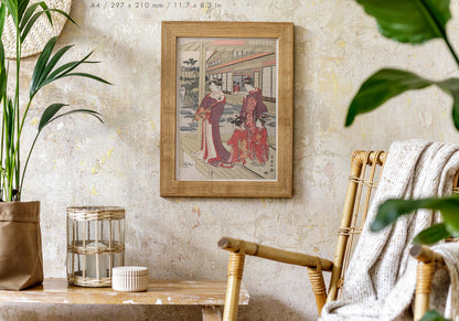Preview of the art print Geishas by Utagawa Toyokuni, mounted in an A4 size frame