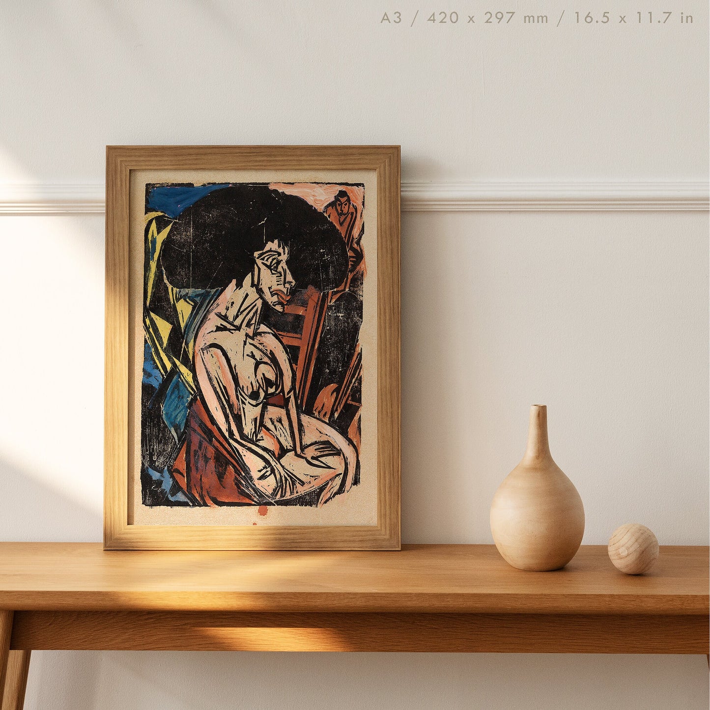 Preview of the art print Die Geliebte by Ernst Ludwig Kirchner, mounted in an A3 size frame