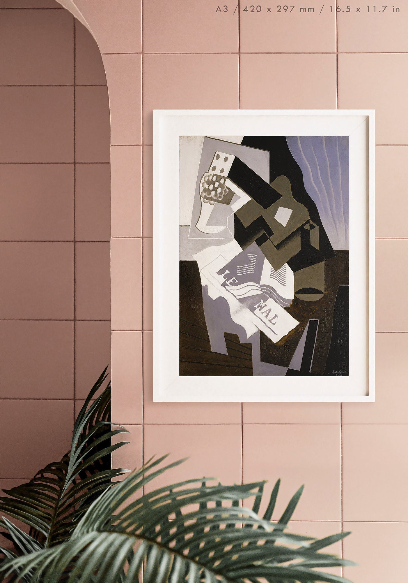 Preview of the art print Guitar Book and Newspaper by Juan Gris, mounted in an A3 size frame