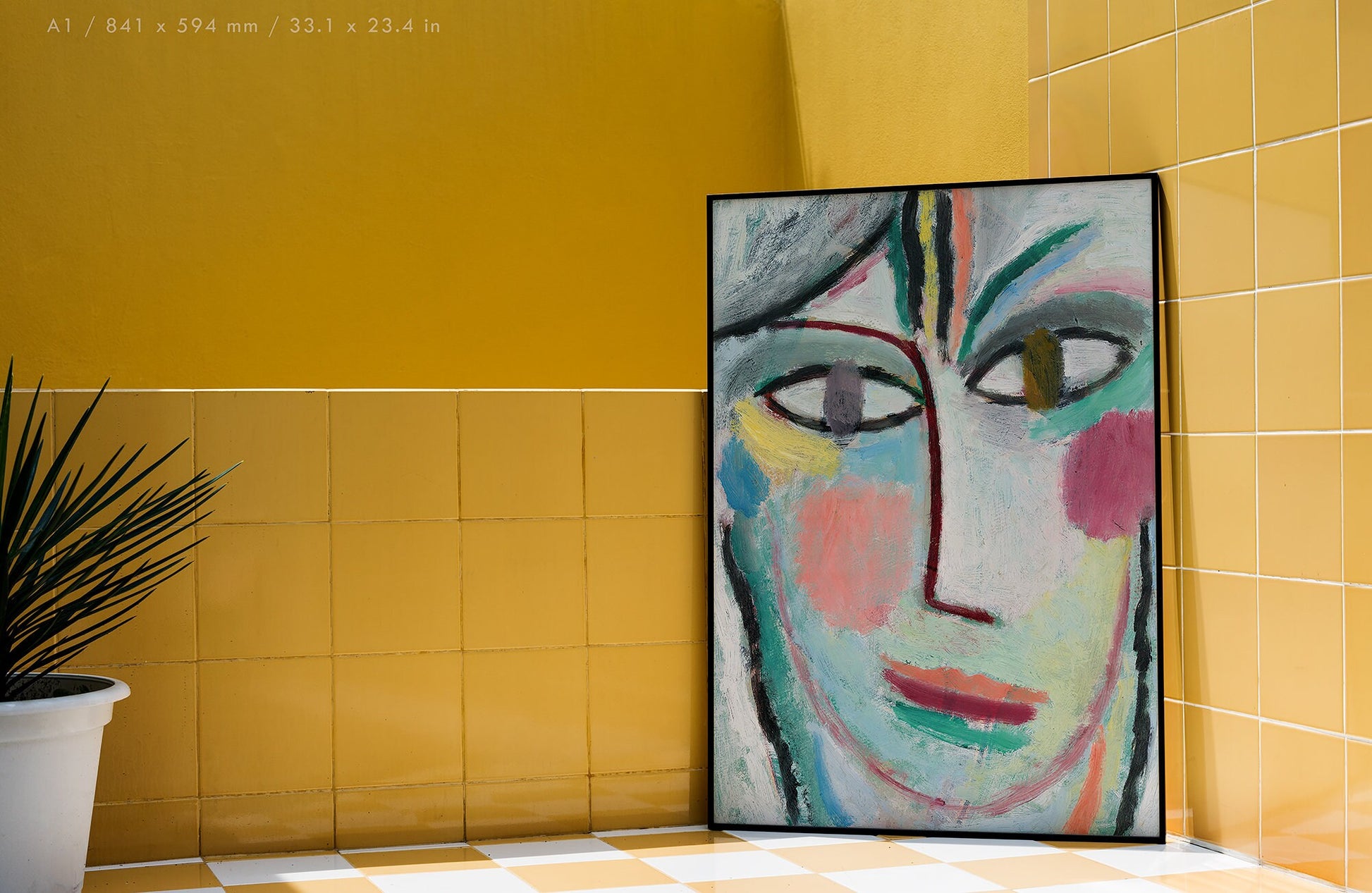 Preview of the art print Head of a Woman - Femina by Alexej von Jawlensky, mounted in an A1 size frame