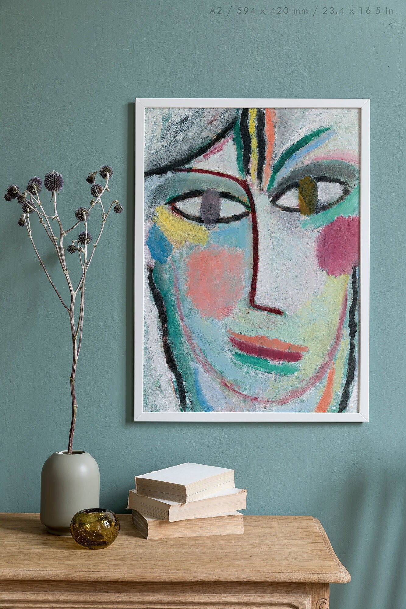 Preview of the art print Head of a Woman - Femina by Alexej von Jawlensky, mounted in an A2 size frame