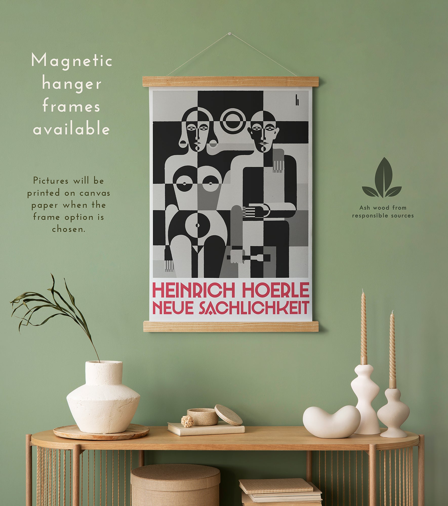 Preview of the art print by Heinrich Hoerle, mounted in a magnetic hanger frame