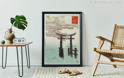 Preview of the art print Itsukushima Shrine by Kobayashi Kiyochika, mounted in an A1 size frame