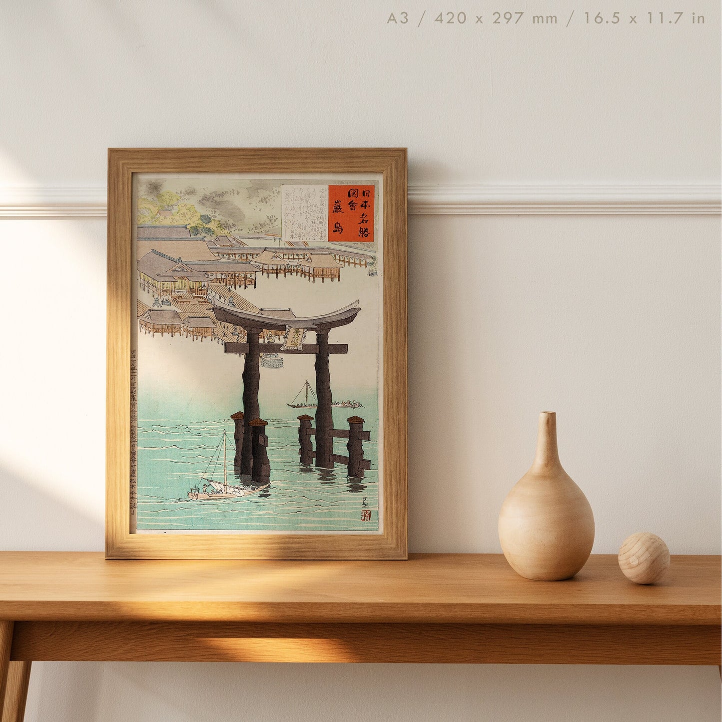 Preview of the art print Itsukushima Shrine by Kobayashi Kiyochika, mounted in an A3 size frame