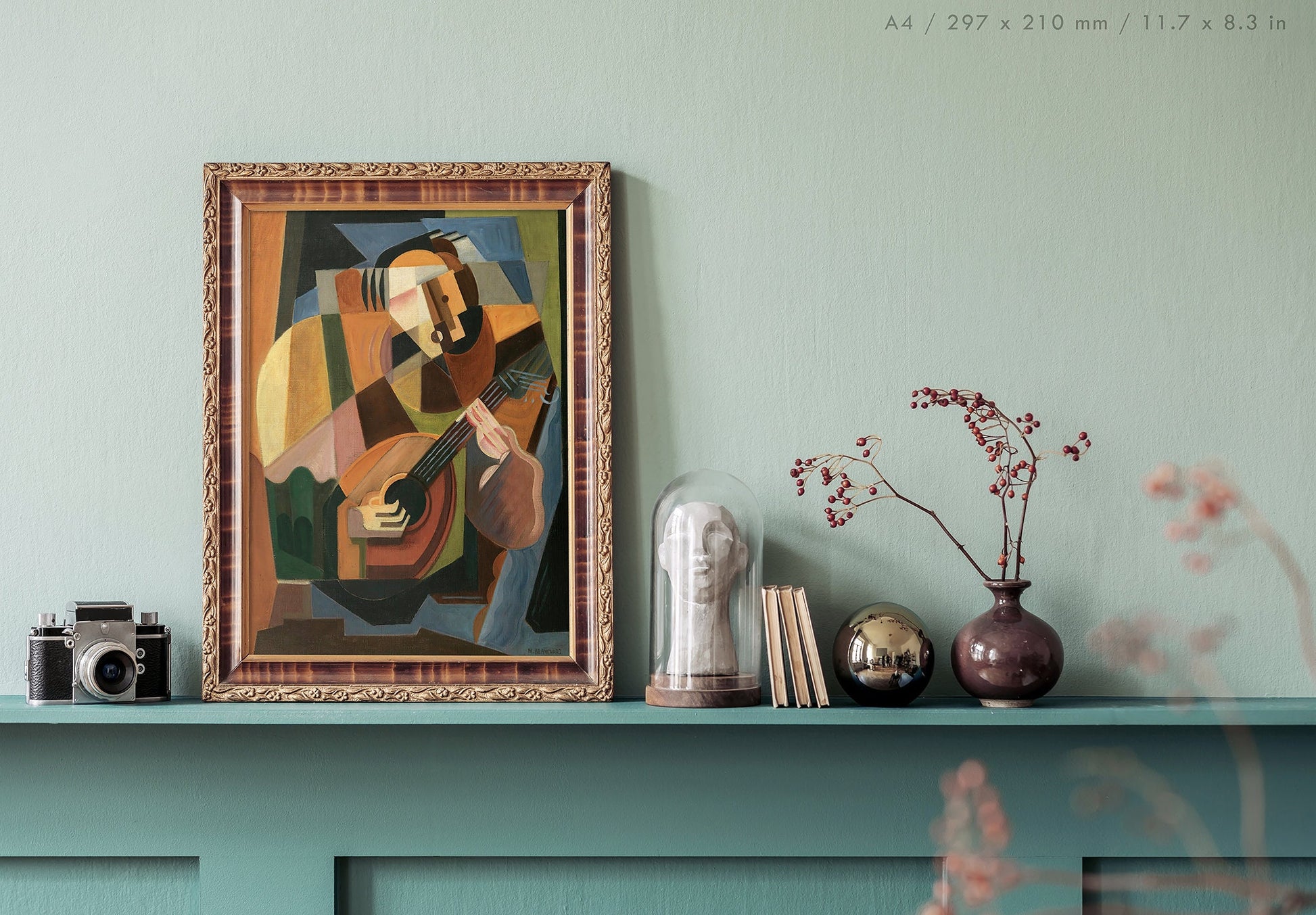 Preview of the art print Le Joueur de Luth by María Blanchard, mounted in an A4 size frame