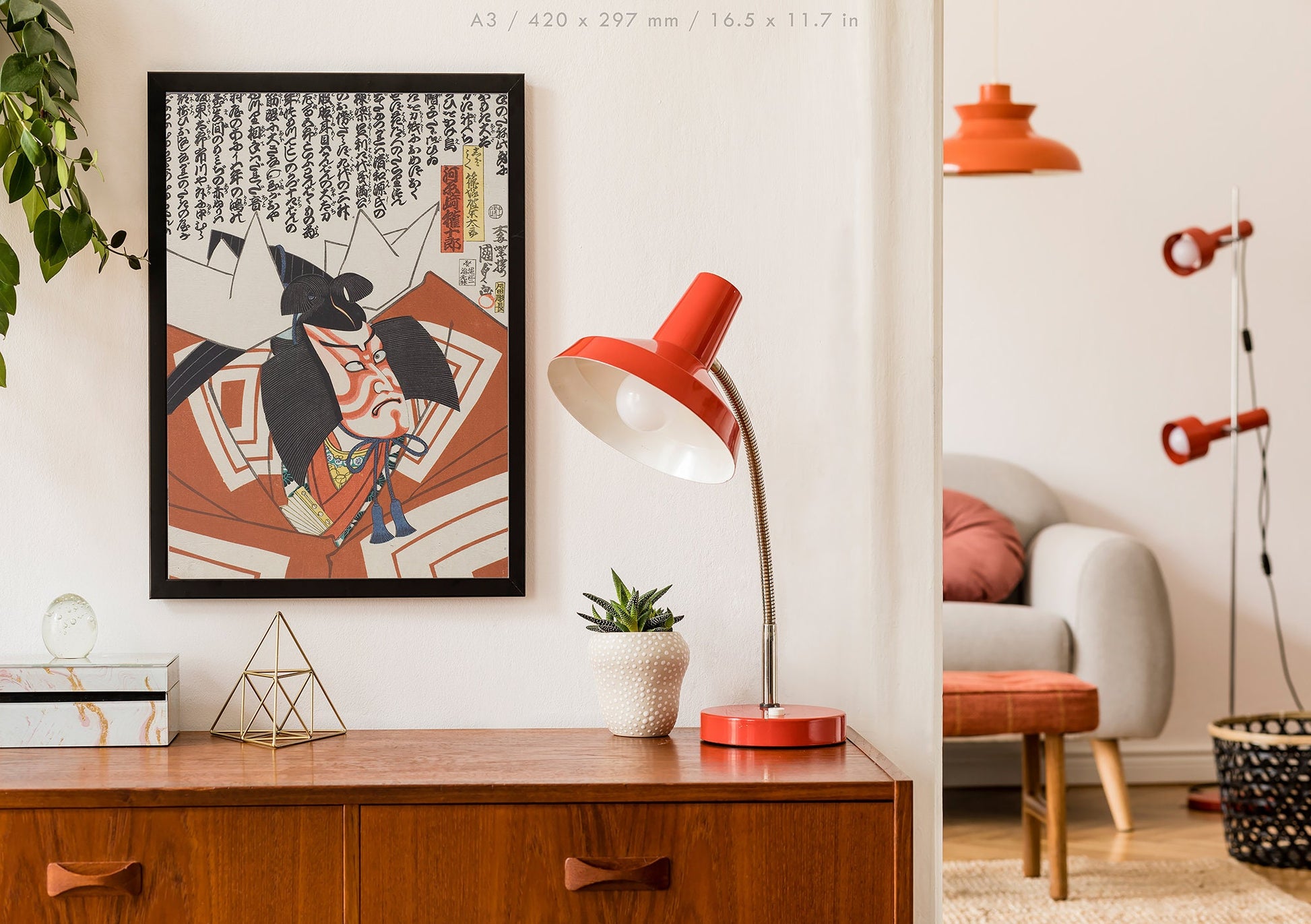 Preview of the art print Kabuki Actor by Utagawa Toyokuni, mounted in an A3 size frame