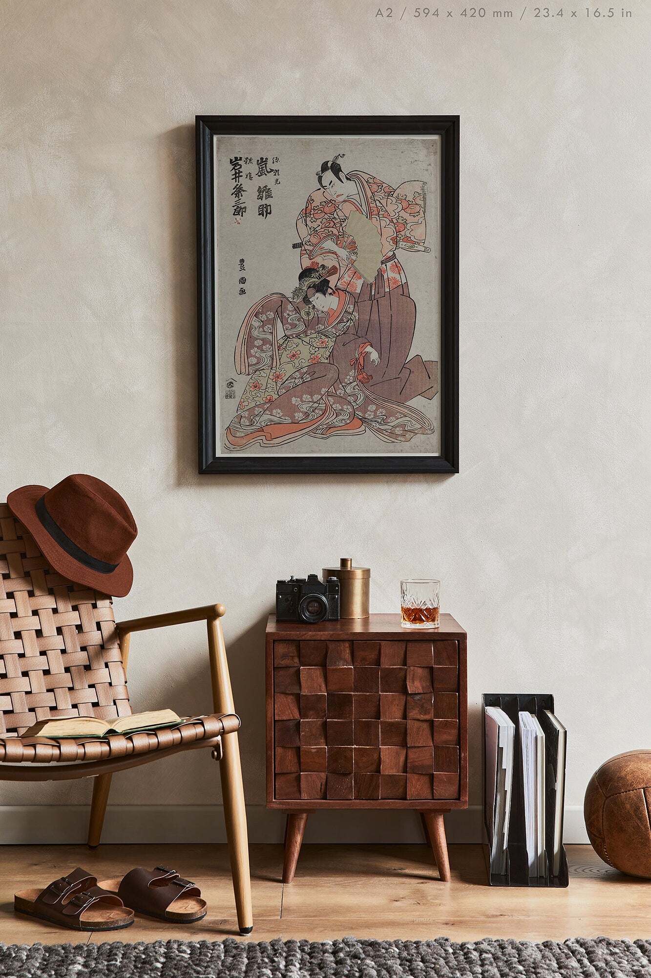 Preview of the art print Japanese Kabuki Theatre by Utagawa Toyokuni, mounted in an A2 size frame