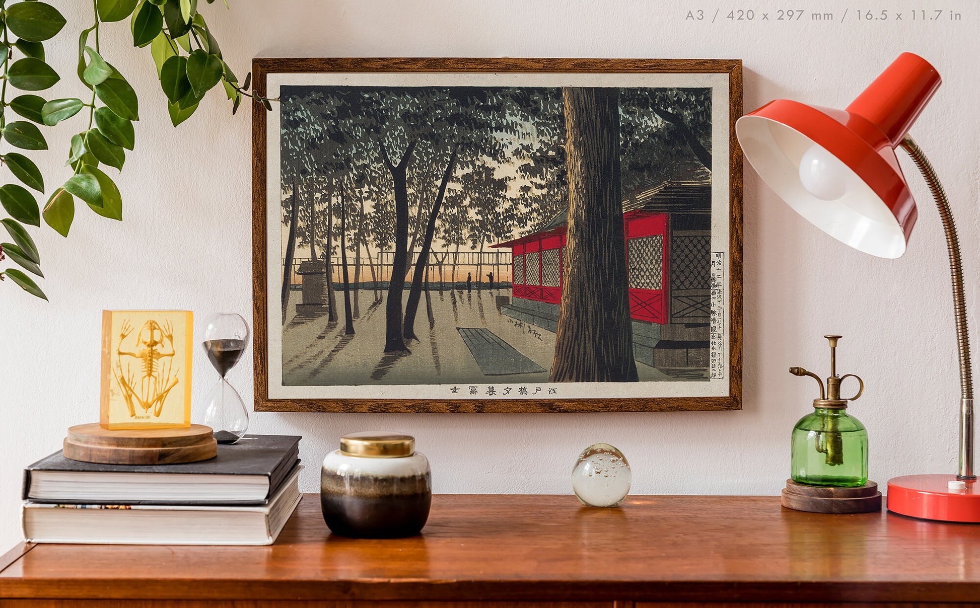 Preview of the art print Kanda Shrine at Dawn by Kobayashi Kiyochika, mounted in an A3 size frame